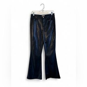 Altar'd State Black Faux Leather Flared Jeans 5-Pocket Women's Solid Button Zip